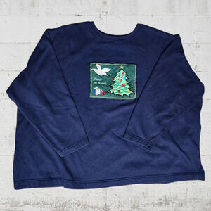 90s Vintage Navy Christmas Patch Peace on Earth Dove Crewneck Sweater Size 3X